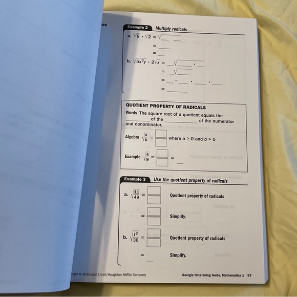 Mathematics 1 Georgia Notetaking Guide Transparencies McDougal Littell Book - Picture 12 of 16